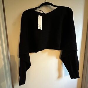 Ribbed black sweater shrug, ballet shrug, size Medium